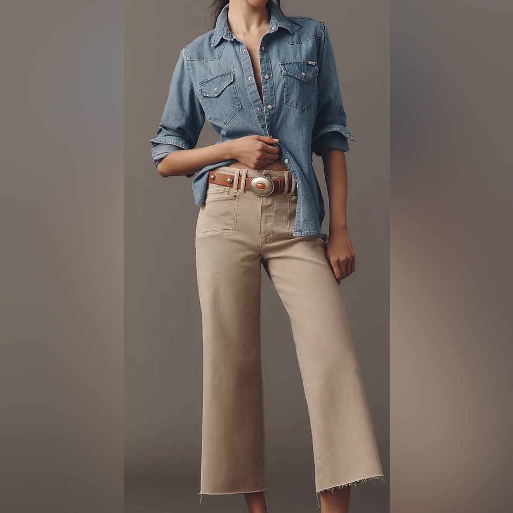 Paige Anessa High Rise Wide Leg Jeans in Vintage Soft Sand 27